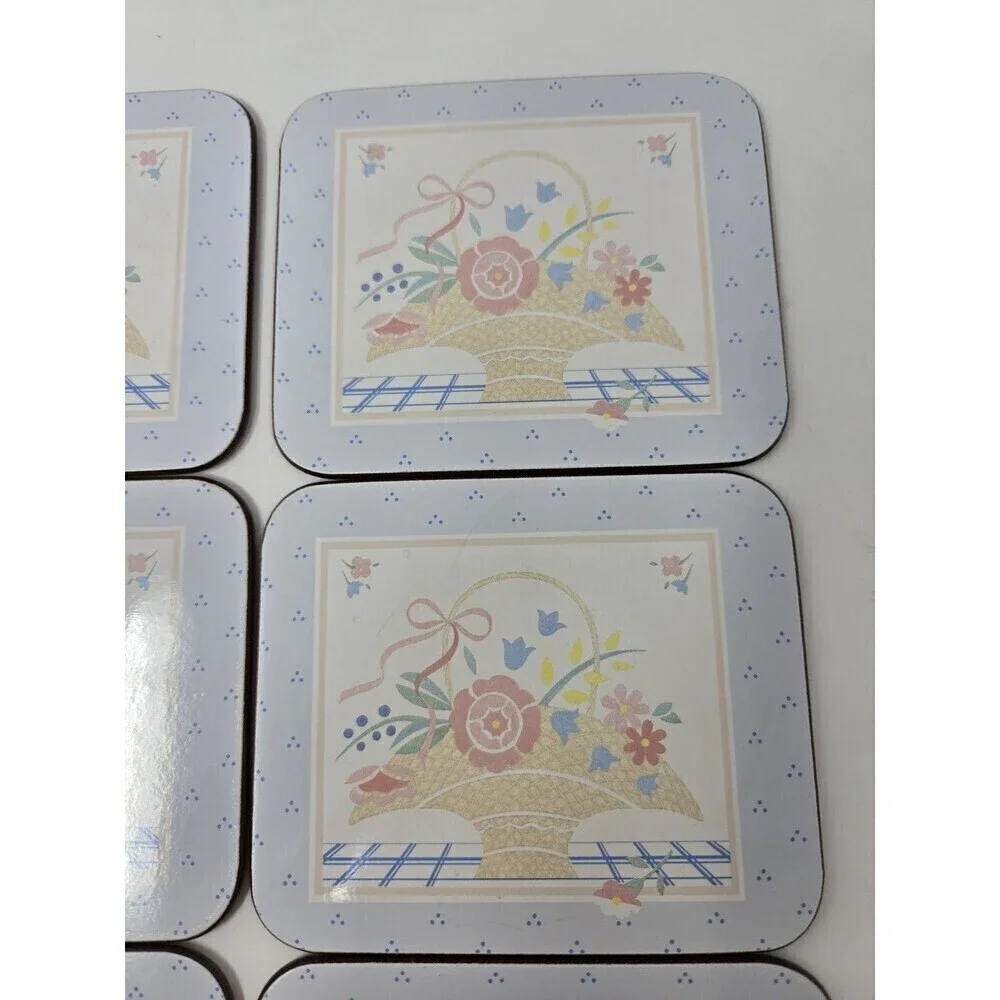 VINTAGE JASON NEW ZEALAND SIX COASTERS WITH BOX COUNTRY BASKET 1980S CORK BACK